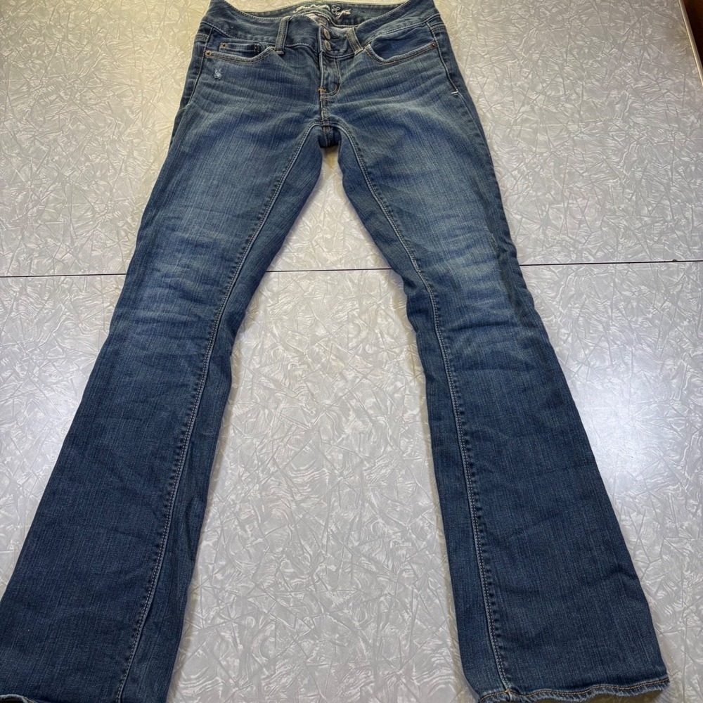 American Eagle Artist Jeans Womens 4 Long Blue Medium Wash Stretch Flare Denim
